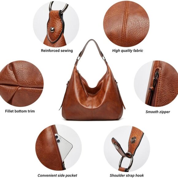 Slouchy Hobo Bags for Women Soft Vegan Leather Designer Shoulder Purses Ladies T - Picture 4 of 5